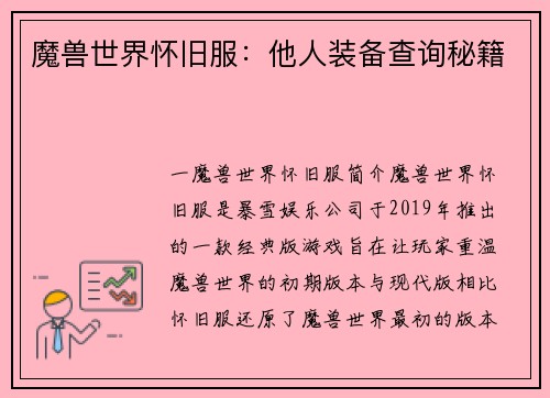 魔兽世界怀旧服：他人装备查询秘籍